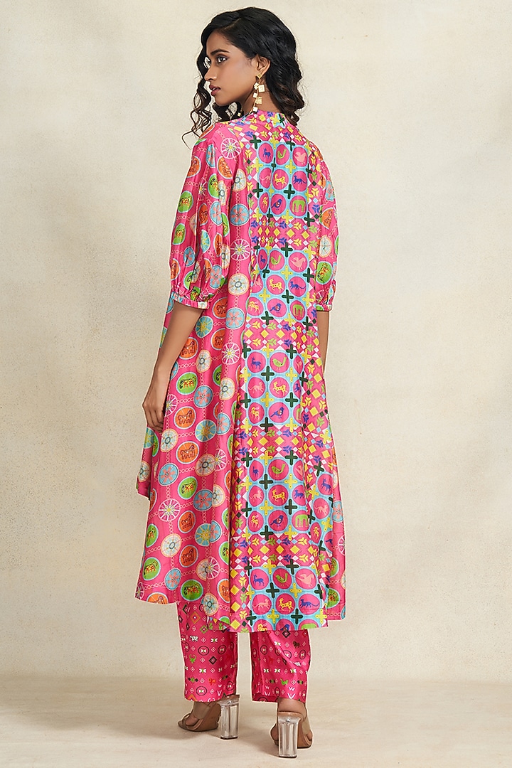 Pink Chanderi Gota Work Straight Pants by Gulabo By Abu Sandeep at Pernia's Pop Up Shop