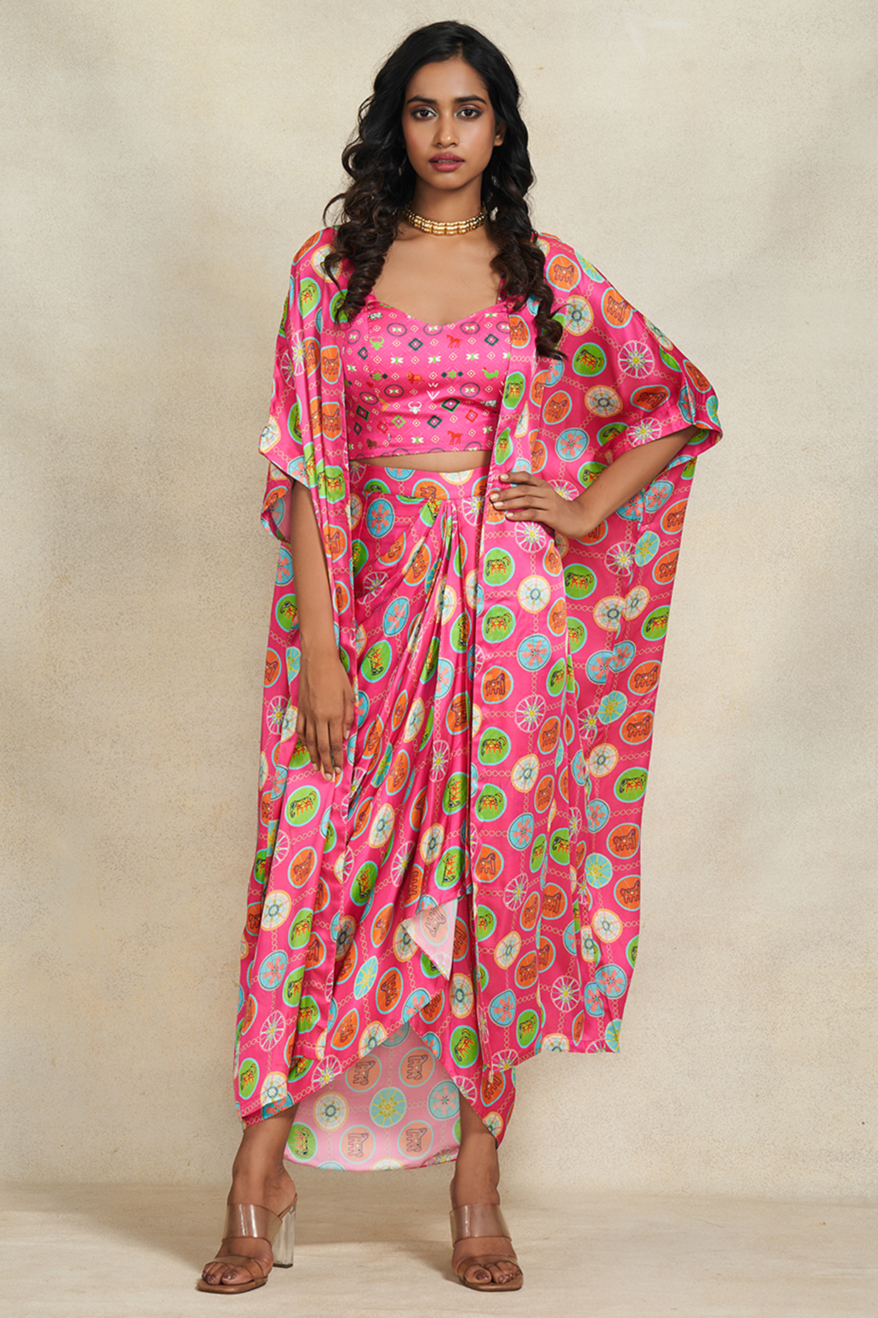 Pink Modal Satin Digital Printed Overlay by Gulabo By Abu Sandeep at Pernia's Pop Up Shop