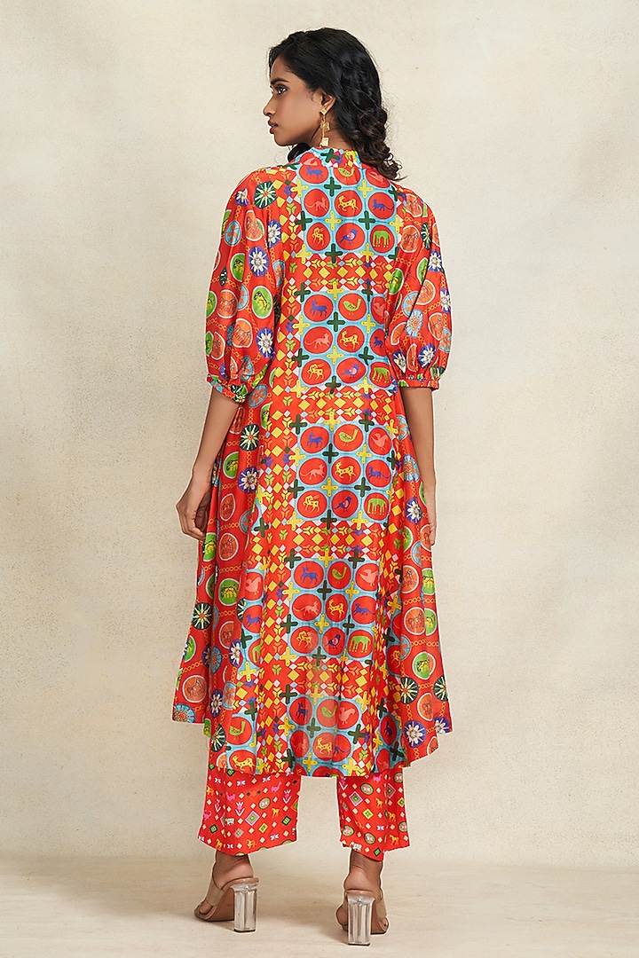 Red Chanderi Sequins Embroidered Tunic by Gulabo By Abu Sandeep at Pernia's Pop Up Shop