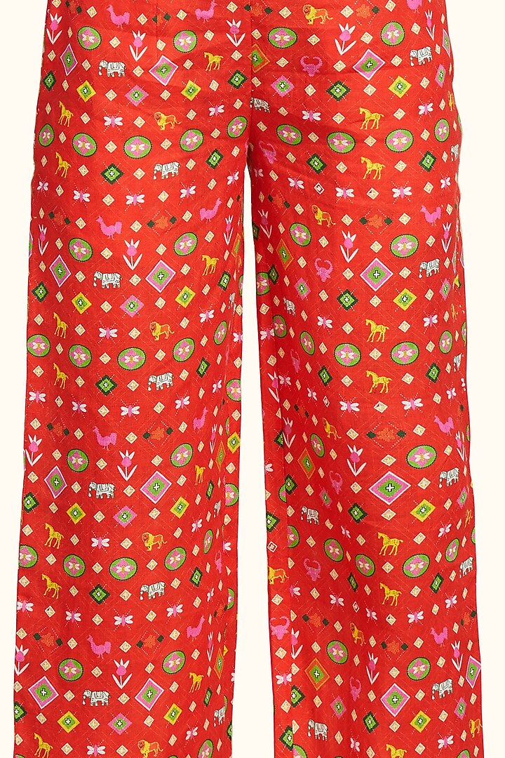 Red Chanderi Gota Work Straight Pants by Gulabo By Abu Sandeep at Pernia's Pop Up Shop