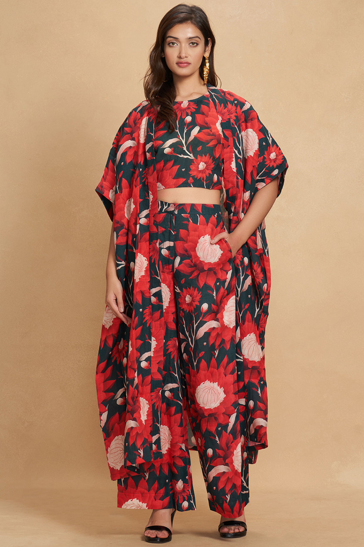 Navy Blue Linen Digital Printed Overlay by Gulabo By Abu Sandeep at Pernia's Pop Up Shop