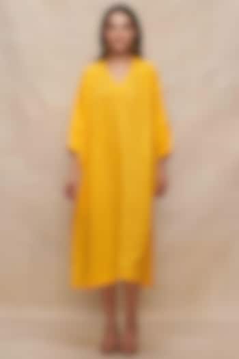 Yellow Linen Kaftan Summer Dress by Gulabo By Abu Sandeep at Pernia's Pop Up Shop