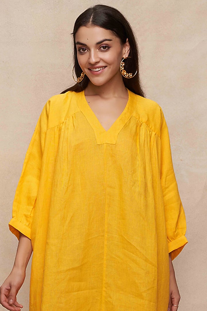 Yellow Linen Kaftan Summer Dress by Gulabo By Abu Sandeep at Pernia's Pop Up Shop