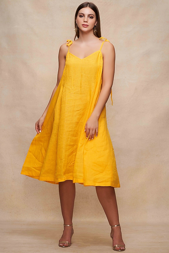 Yellow Linen Oversized Slip Summer Dress by Gulabo By Abu Sandeep at Pernia's Pop Up Shop