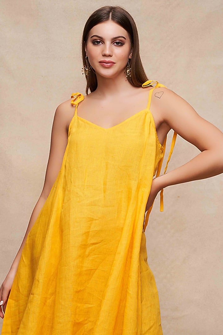 Yellow Linen Oversized Slip Summer Dress by Gulabo By Abu Sandeep at Pernia's Pop Up Shop