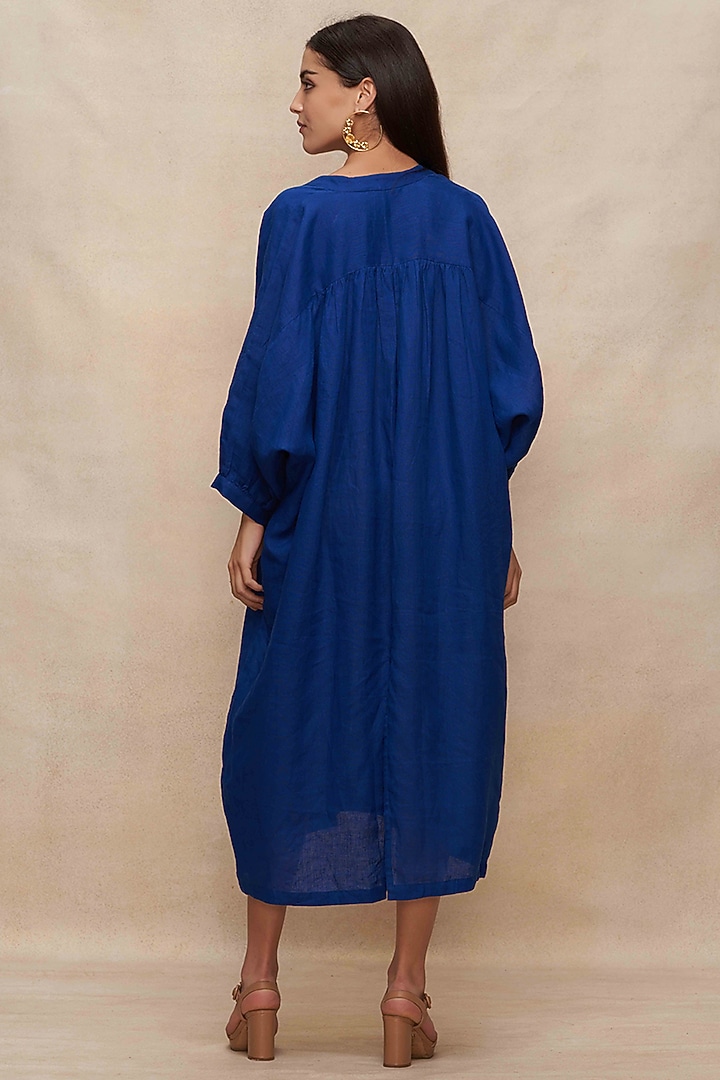 Navy Blue Linen Kaftan Summer Dress by Gulabo By Abu Sandeep at Pernia's Pop Up Shop