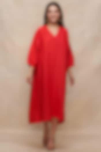 Red Linen Kaftan Dress by Gulabo By Abu Sandeep