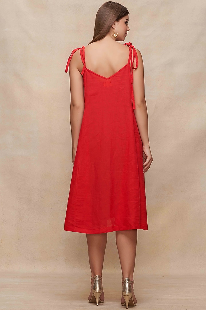 Red Linen Oversized Slip Summer Dress by Gulabo By Abu Sandeep at Pernia's Pop Up Shop