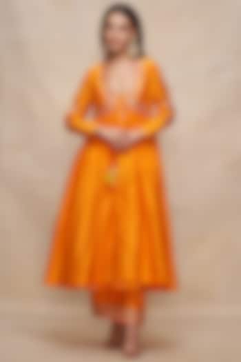 Mango Yellow Chanderi Gota Work Overlay by Gulabo By Abu Sandeep at Pernia's Pop Up Shop
