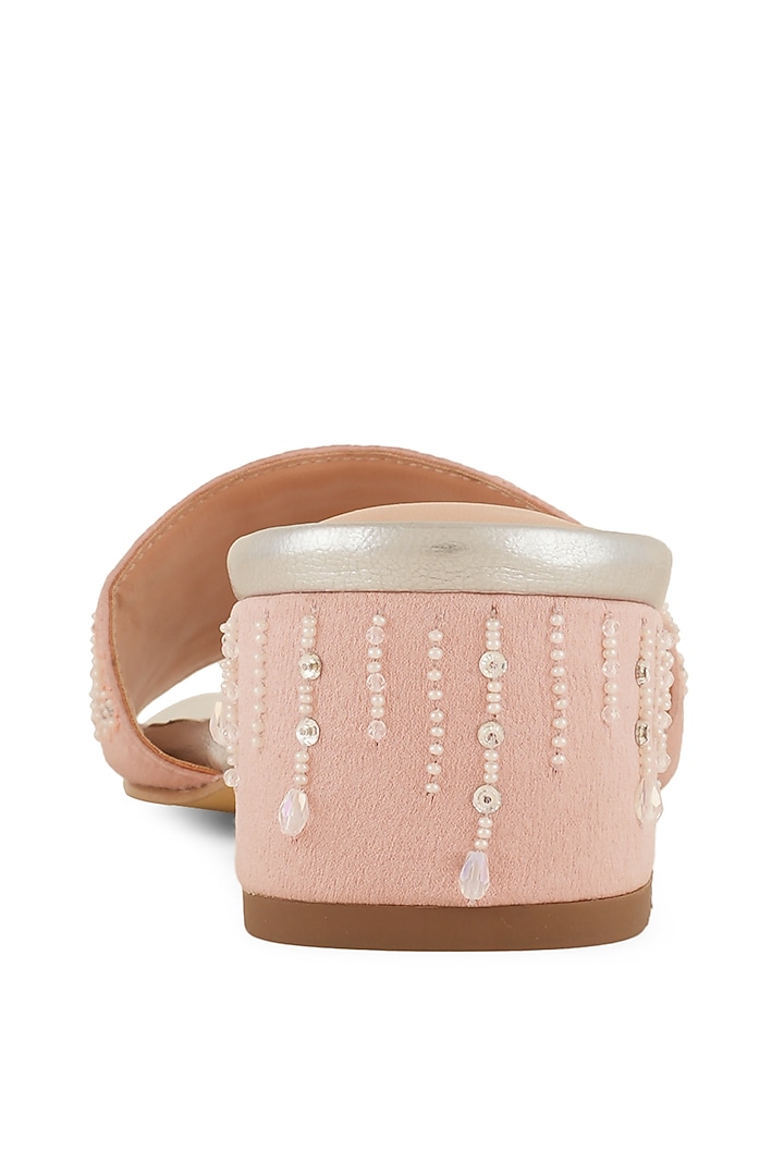 Pink Faux Leather Pearl Embellished Heels by Shilpsutra at Pernia's Pop Up Shop