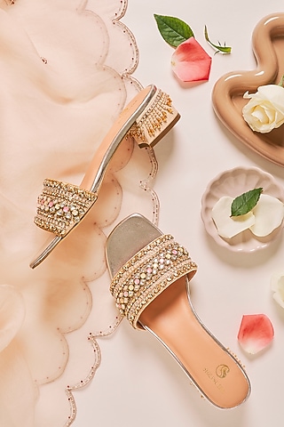 Pink Faux Leather Heels by Shilpsutra