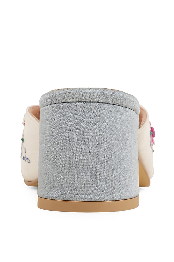 White Faux Leather Hand Painted Mules by Shilpsutra at Pernia's Pop Up Shop