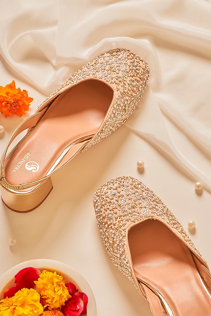 Gold Faux Leather Mules by Shilpsutra at Pernia's Pop Up Shop