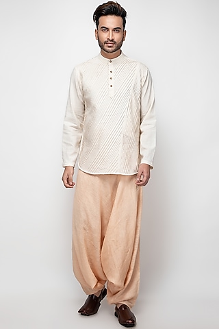 Saffron Pure Linen Drop Crotch Pants by Sepia Stories Men