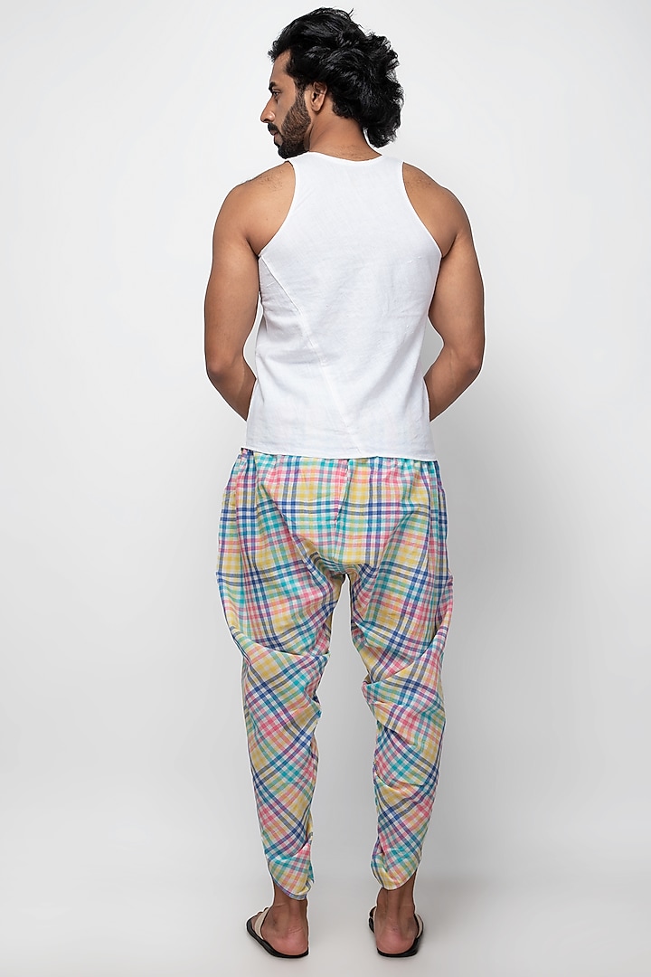 Multi-Colored Soft Cotton Checkered Dhoti Pants by Sepia Stories Men at Pernia's Pop Up Shop