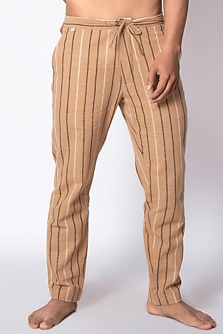 Brown Cotton Pants by Sepia Stories Men