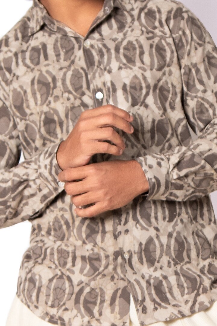 Beige Summer Shirt With Print by Sepia Stories Men at Pernia's Pop Up Shop