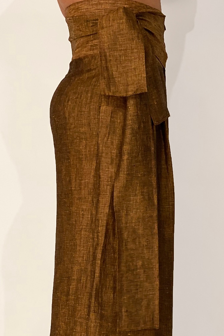 Brown Linen High Waisted Pants by Sepia Stories Men at Pernia's Pop Up Shop