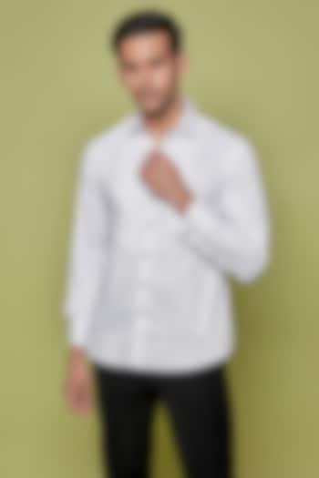 White Giza Cotton Tuxedo Summer Shirt by SVEN SUITS at Pernia's Pop Up Shop