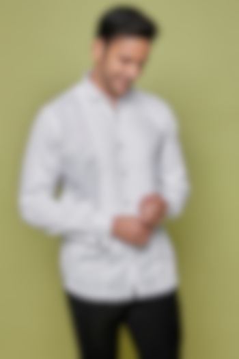 White Giza Cotton Tuxedo Summer Shirt by SVEN SUITS at Pernia's Pop Up Shop