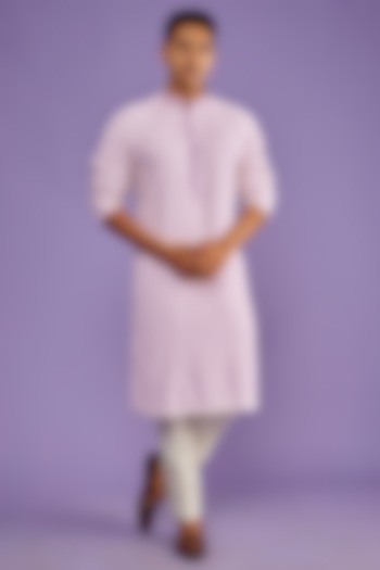 Lilac Rayon Chikan Embroidered Kurta Set by SVEN SUITS at Pernia's Pop Up Shop