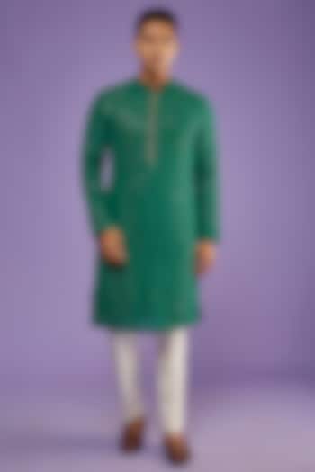 French Green Georgette Embroidered Kurta Set by SVEN SUITS at Pernia's Pop Up Shop