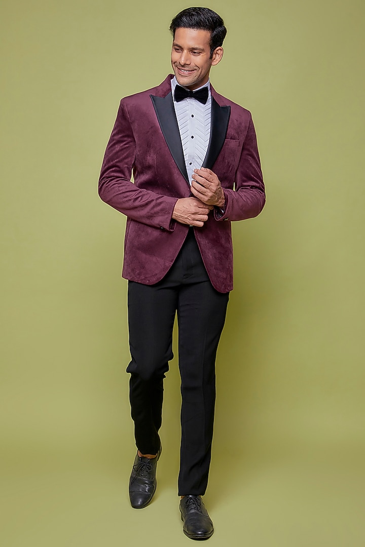 Buy SVEN SUITS Night Hibiscus Velvet Tuxedo Set at