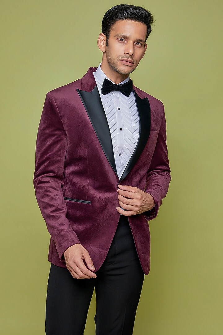 Buy SVEN SUITS Night Hibiscus Velvet Tuxedo Set at