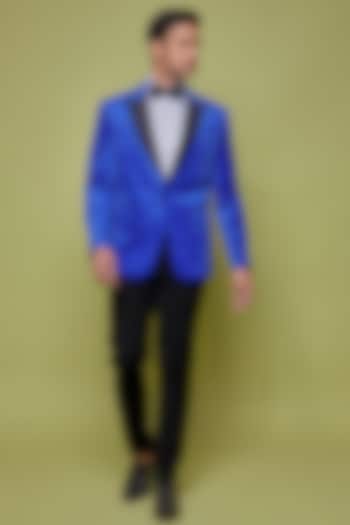 Electric Blue Velvet Tuxedo Set by SVEN SUITS