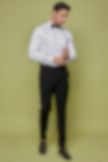 White Giza Cotton Tuxedo Summer Shirt by SVEN SUITS at Pernia's Pop Up Shop