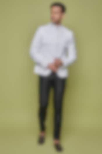 White Terry Rayon Jodhpuri Jacket Set by SVEN SUITS
