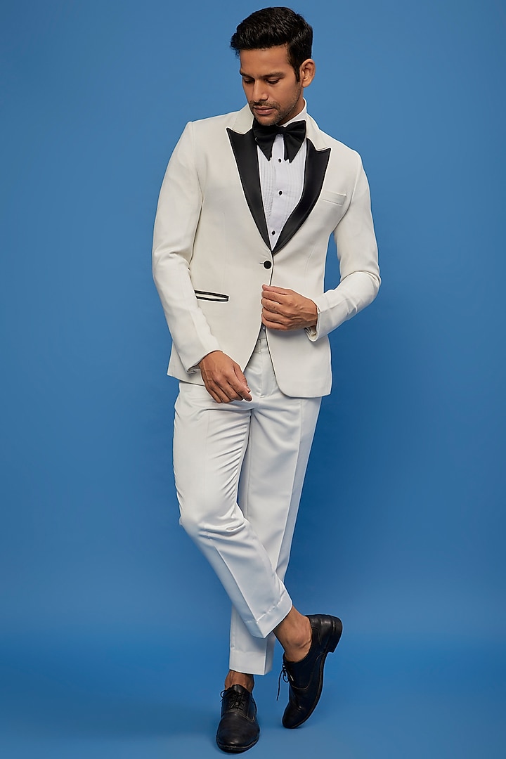 Ivory Four Way Stretch Tuxedo Set by SVEN SUITS