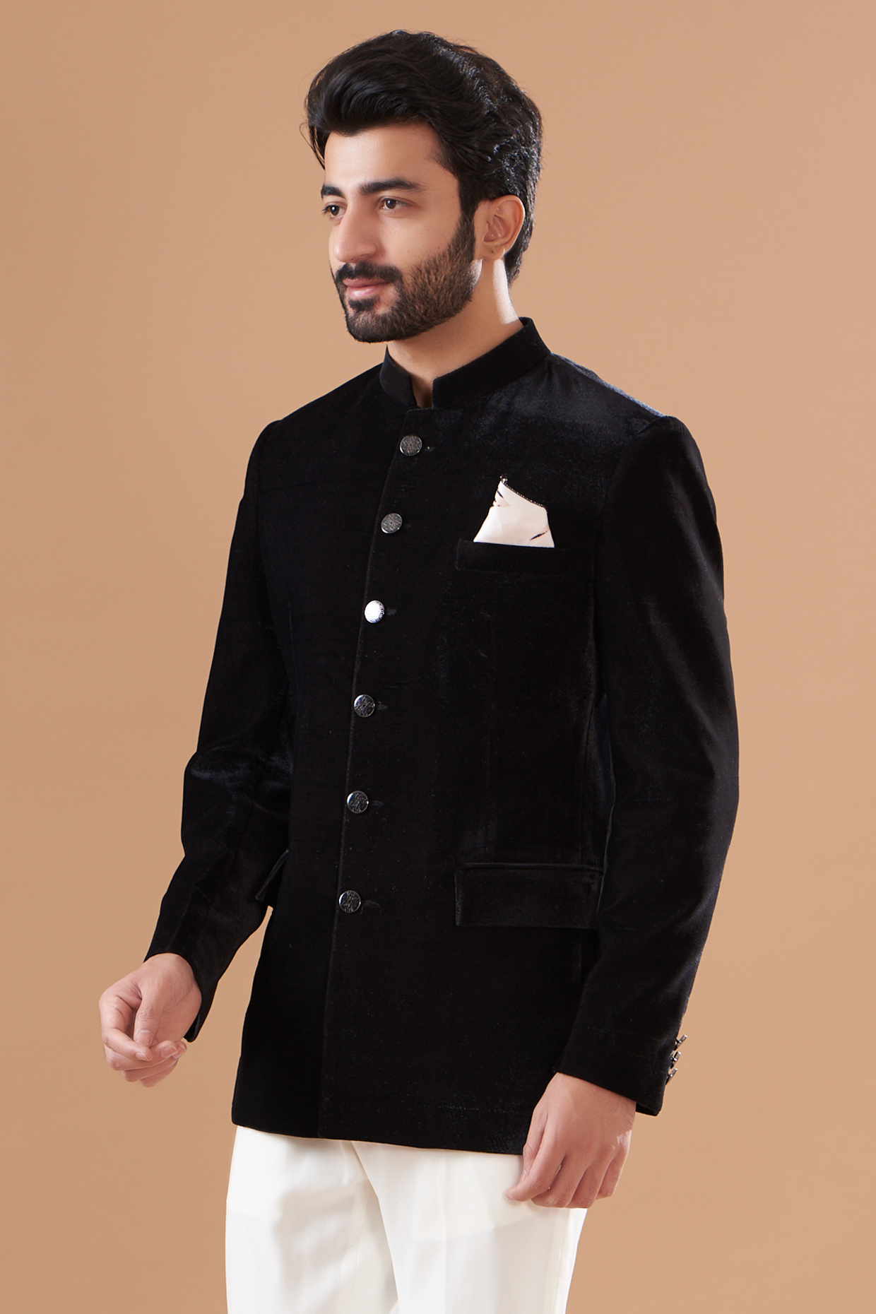 Black velvet jodhpuri suit store