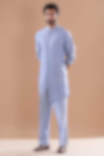 Lilac Faux Silk Asymmetric Kurta Set by SVEN SUITS at Pernia's Pop Up Shop