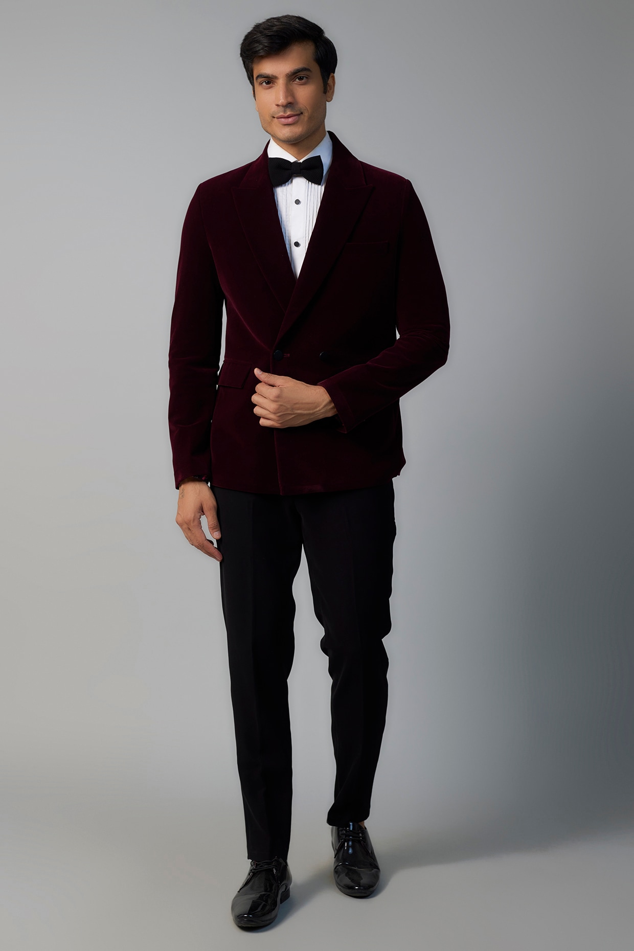 Wine Velvet Tuxedo Set by SVEN SUITS at Pernia s Pop Up Shop
