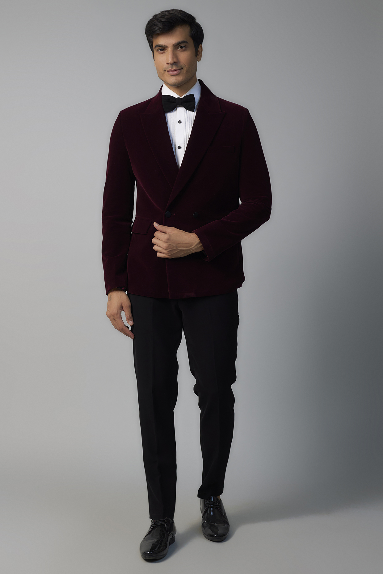 Wine Velvet Tuxedo Set by SVEN SUITS at Pernia's Pop Up Shop