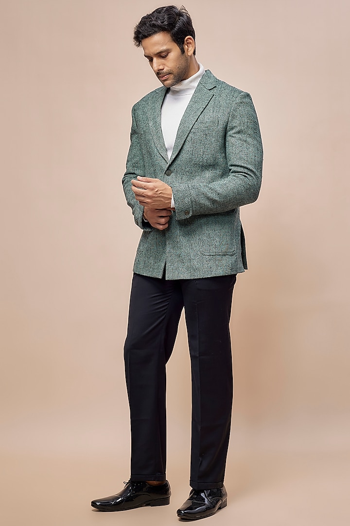 Grey Herringbone Sports Jacket Set by SVEN SUITS at Pernia's Pop Up Shop