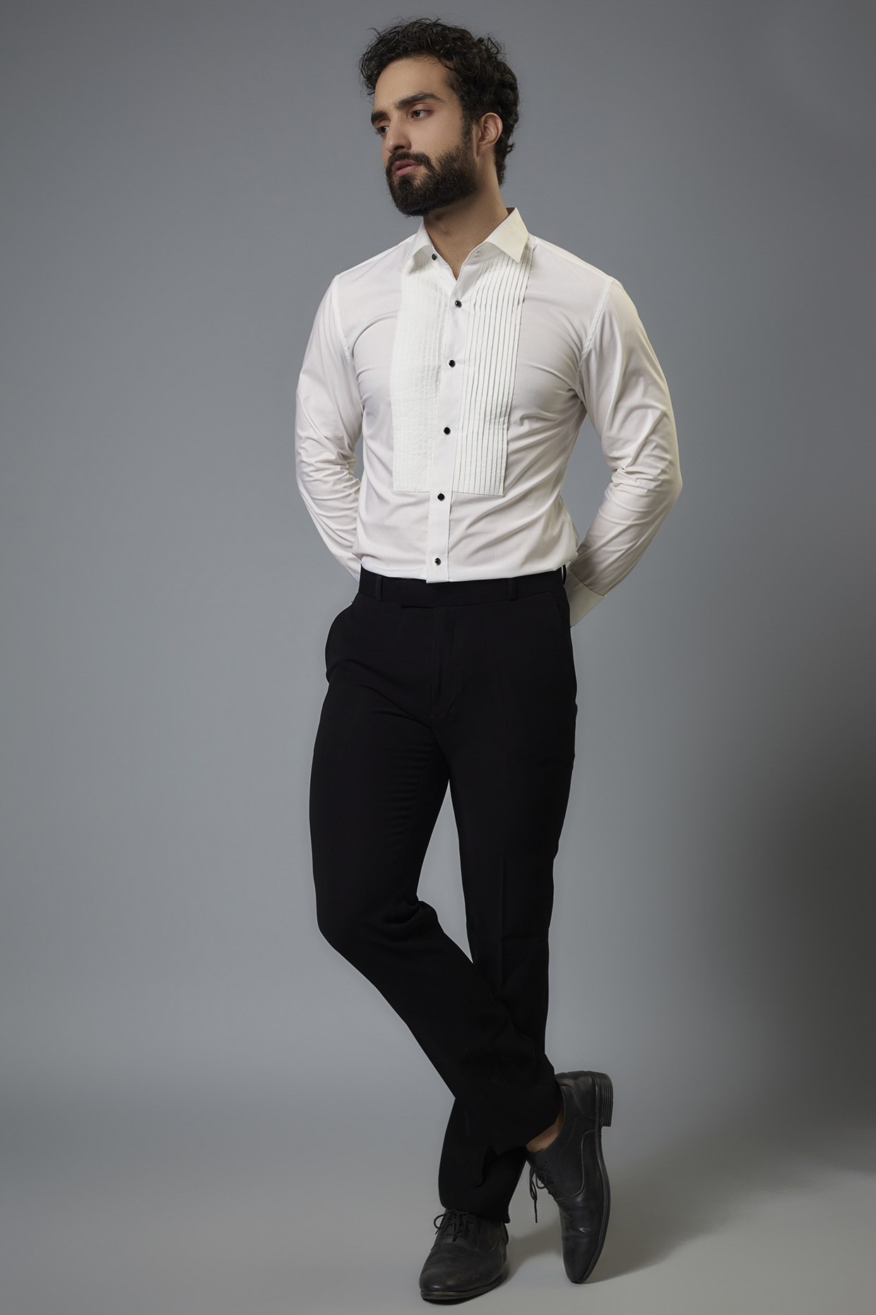 Black Polyester Viscose Stretch Pant Set by SVEN SUITS at Pernia's Pop Up Shop