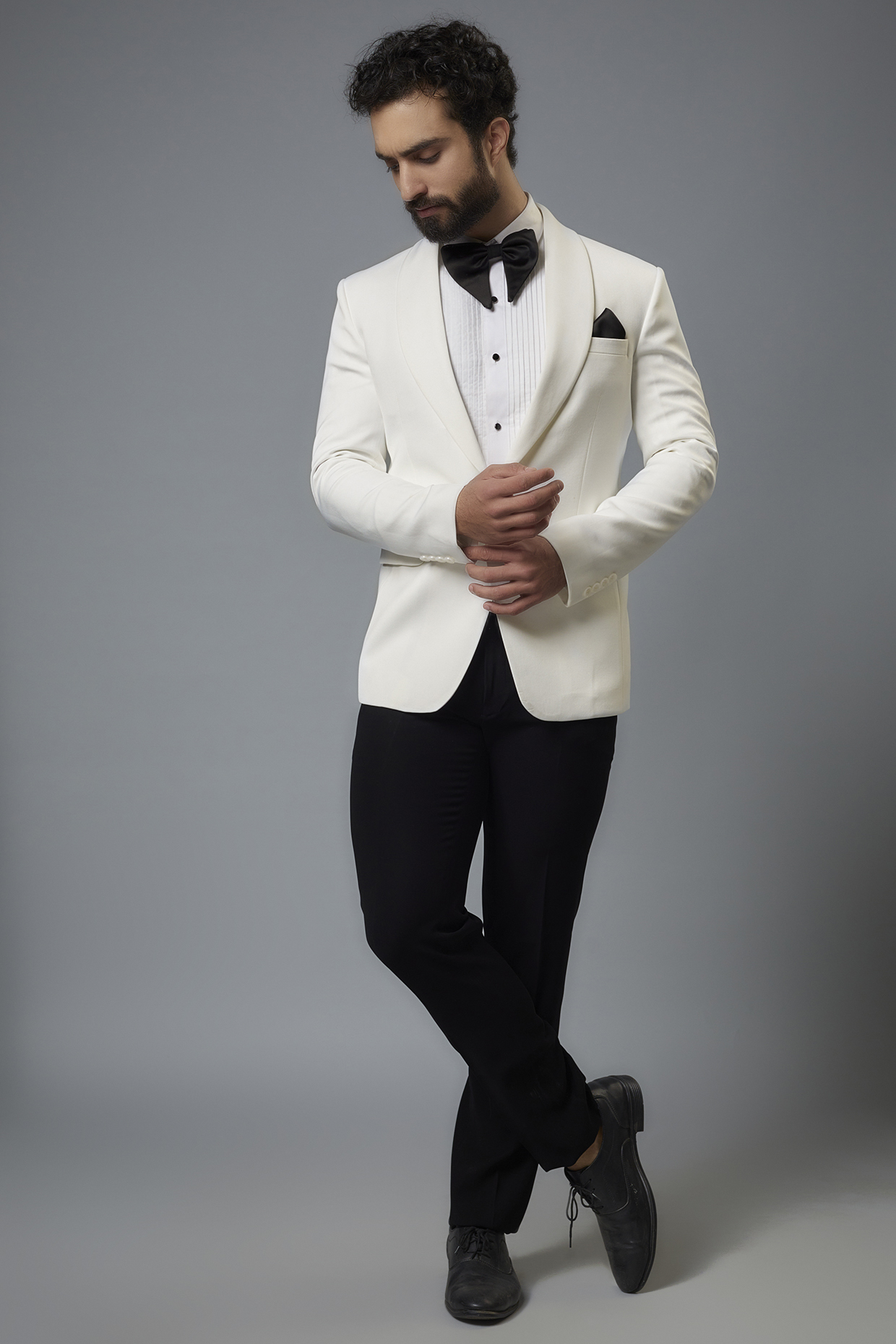 Ivory Polyester Viscose Tuxedo Set by SVEN SUITS at Pernia's Pop Up Shop
