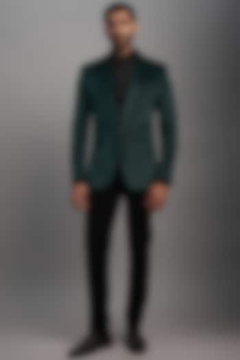 Emerald Green Velvet Embroidered Tuxedo Set by SVEN SUITS at Pernia's Pop Up Shop