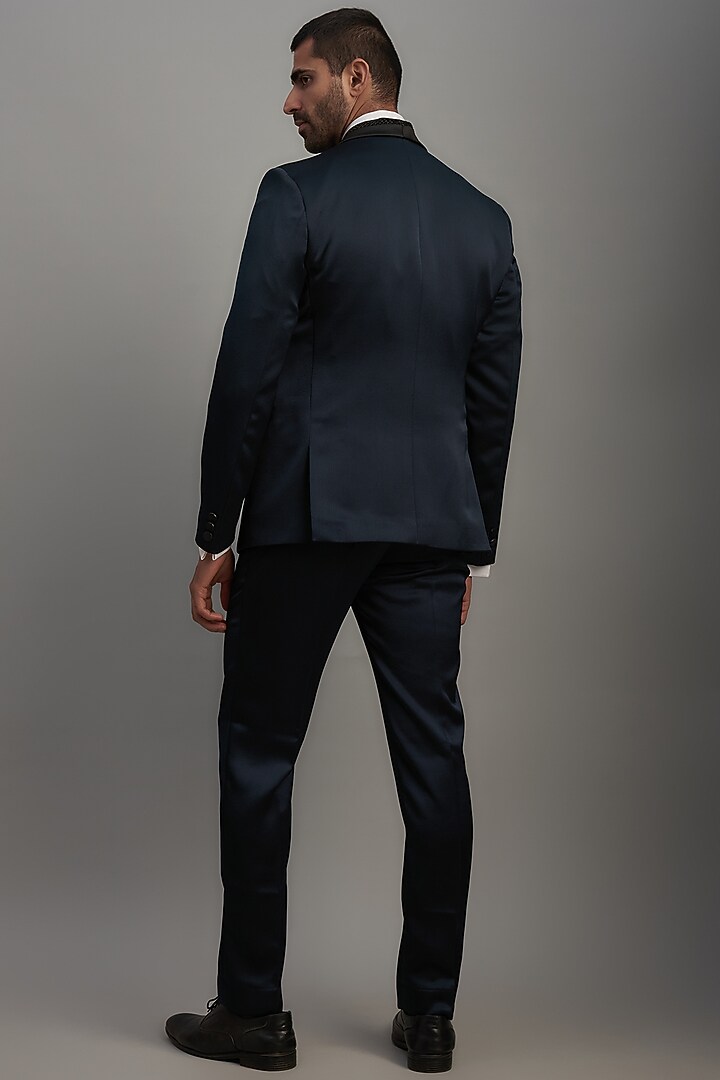 Buy SVEN SUITS Blue Shimmer Satin Tuxedo Set at 2024