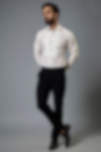 White Cotton & Polyester Viscose Stretch Summer Shirt by SVEN SUITS at Pernia's Pop Up Shop