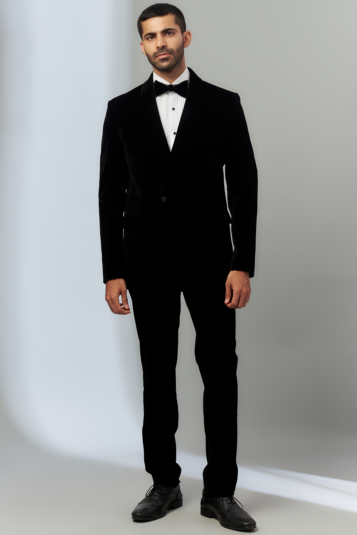 Black Velvet Tuxedo Set by SVEN SUITS at Pernia's Pop Up Shop