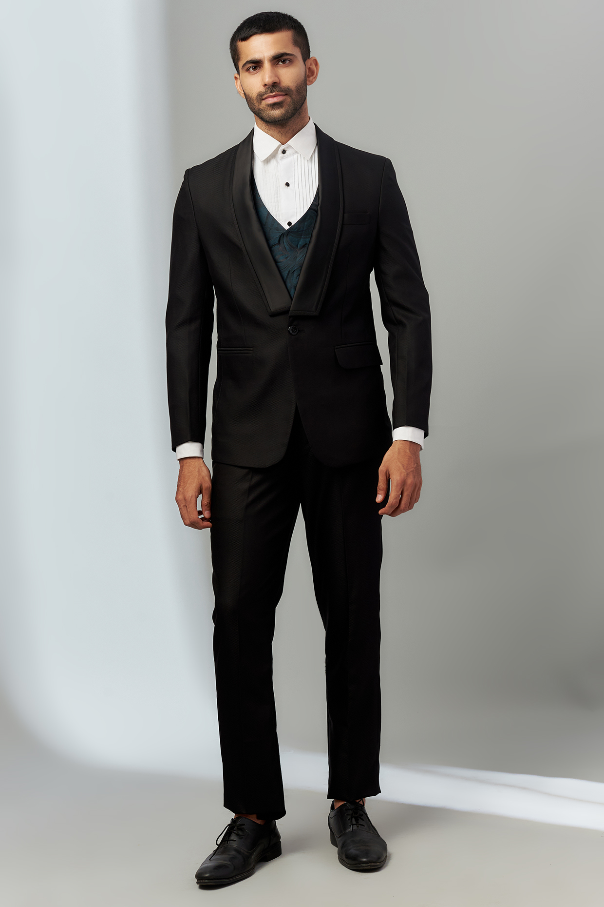 Black Polyester Viscose Tuxedo Set by SVEN SUITS at Pernia's Pop Up Shop