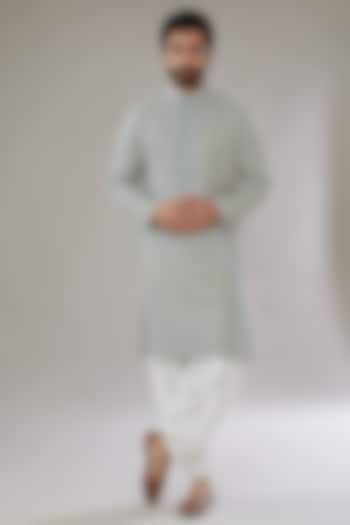 Ash Grey Georgette Embroidered Kurta Set by SVEN SUITS at Pernia's Pop Up Shop
