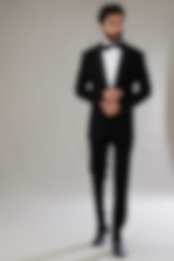 Black Polyester Viscose Embroidered Tuxedo Set by SVEN SUITS at Pernia's Pop Up Shop
