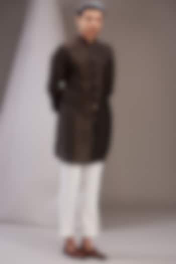 Brown Faux Silk Kurta Set by SVEN SUITS at Pernia's Pop Up Shop
