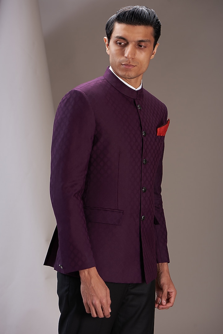 Midnight Plum Bandhgala Set main image 1
