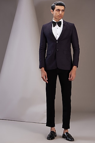 Purple Jacquard Tuxedo Set by SVEN SUITS
