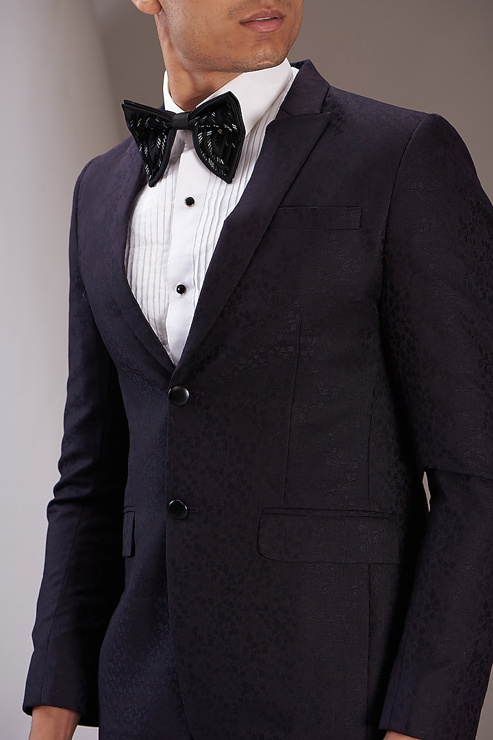 Purple Jacquard Tuxedo Set by SVEN SUITS at Pernia's Pop Up Shop